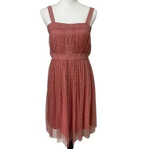 Romantic peach embroidered lace dress